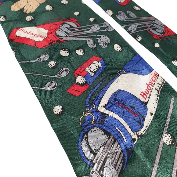Budweiser Golf Anheuser Busch 1999 Mens Necktie Tie Accessory Work Office Gift - Picture 3 of 6